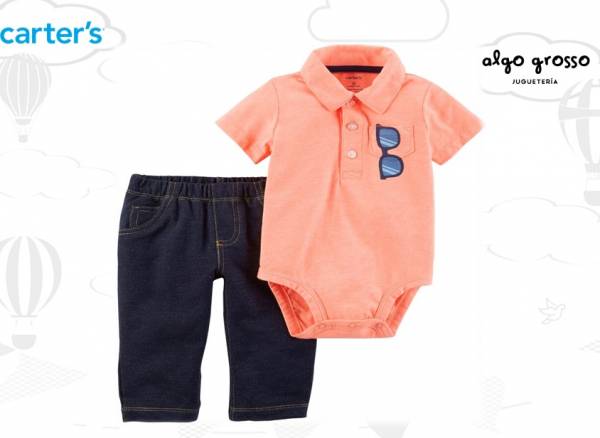SET PANTALÓN Y BODY TALLE 18M NARANJA ANTEOJOS art.121I112
