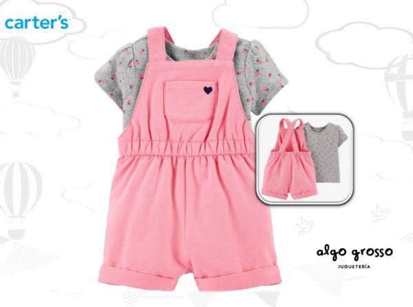 SET 2 PIEZAS TALLE 9M REMERA MANGA CORTA FRUTILLITAS Y ENTERITO art.16560810
