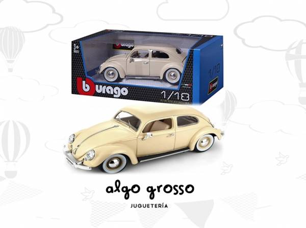 AUTO COLECCION BURAGO VOLKSWAGEN KAFER BEETLE 1955 1:18 art.18-12029
