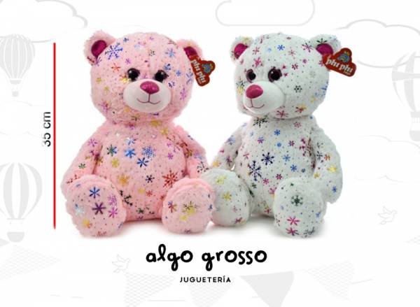 OSO SENTADO CON ESTRELLAS BRILLO 32CM art.4191