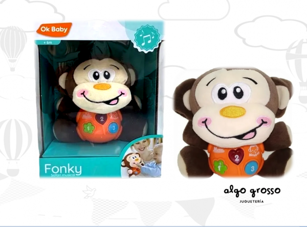 FONKY SAFARI MUSICAL ANIMAL CON LUZ Y SONIDO "OK BABY" art.OKBB0205