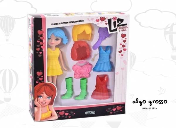 LIZ DOLL MUÑECA CON VESTIDOS Y PELUCAS INTERCAMBIABLES art.2000