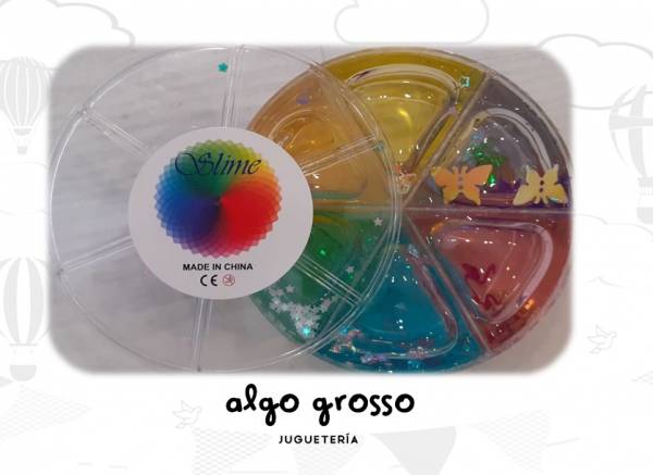 SLIME DISCO 6 COLORES CON BRILLOS Y FIGURAS art.56940