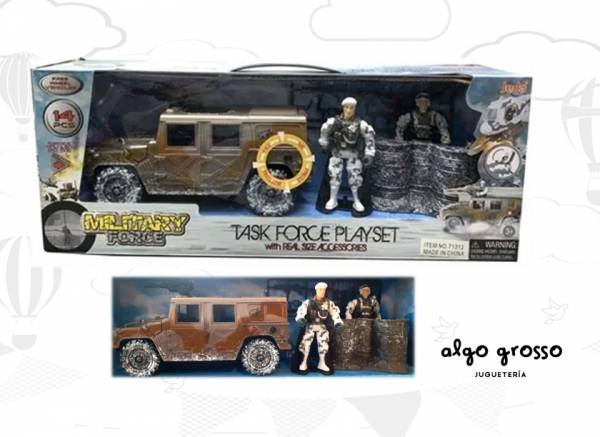 PLAYSET MILITAR TASK FORCE 12 PIEZAS VEHICULO + SONIDO art.71312