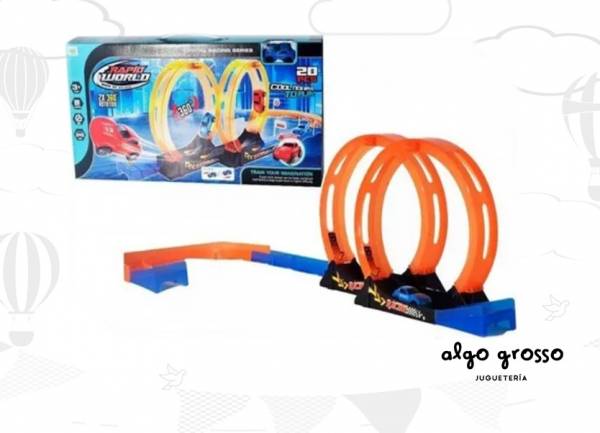 PISTA DOBLE RULO + 2 AUTOS RAPID-WORLD art.6688-261