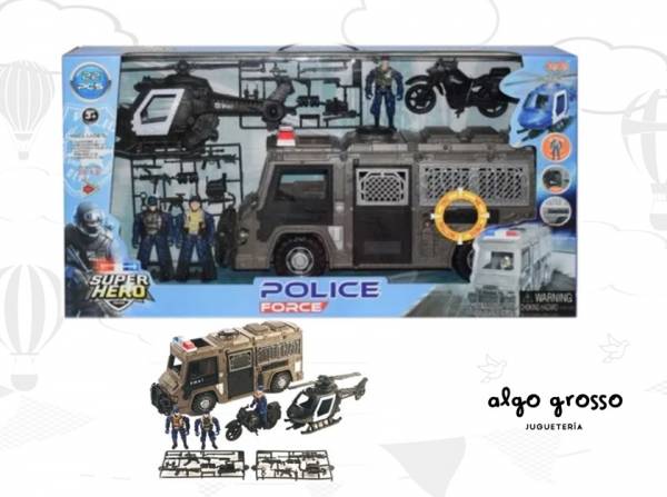 PLAYSET POLICÍA 22 PIEZAS CON VEHICULOS CON SONIDO art.71302