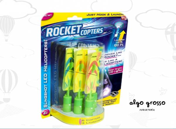 COHETE CON LUZ Y LANZADOR X6 ROCKET COPTERS art.47670