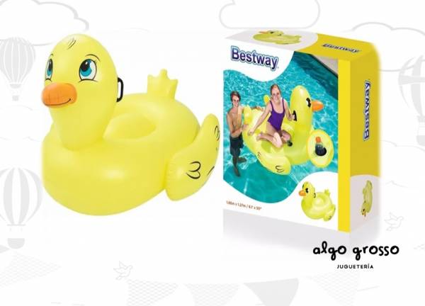 COLCHONETA PATO GRANDE INFLABLE MANIJA Y POSA VASO BESTWAY art.41106
