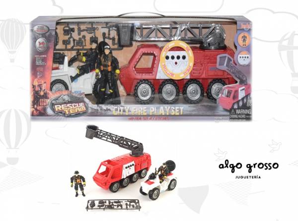 PLAYSET BOMBERO CITY FIRE VEHÍCULO CON SONIDO + ACCESORIOS art.71316