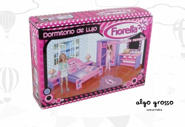 JUEGO DORMITORIO LUJO PARA MUÑECA FIORELLA art.80747