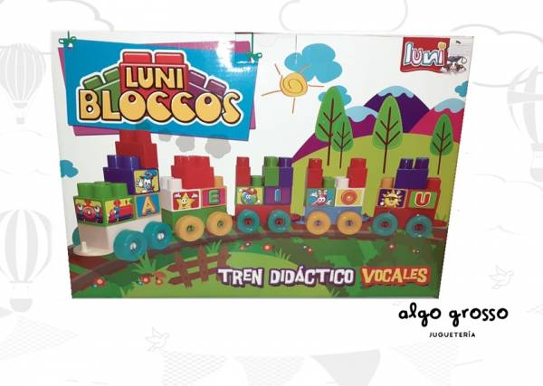 TREN DIDACTICO VOCALES CON BLOQUES LUNI BLOCCOS art.8909