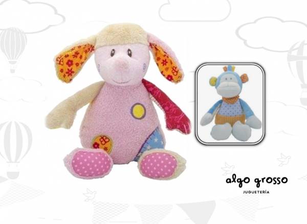 PERRO Y MONO PELUCHE CON SONAJERO 30CM art.BC207