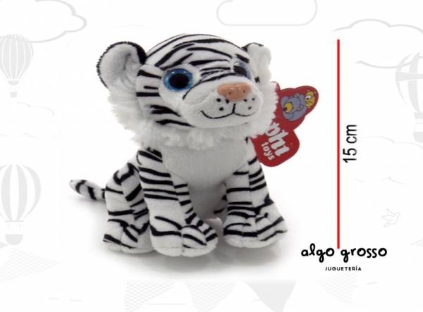 TIGRE SENTADO BLANCO MARRON Y LEOPARDO 15CM art.3997