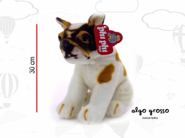 BULLDOG PERRO PELUCHE SENTADO 28CM art.1909