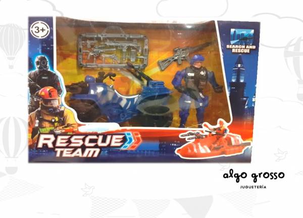 SET POLICIA FIGURA+VEHICULO + ACCESORIOS RESCUE TEAM art.BL3409