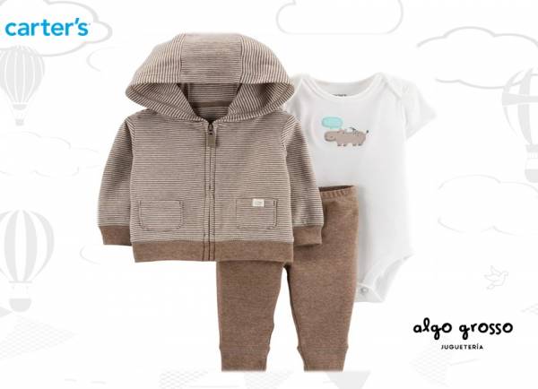 SET 3 PIEZAS TALLE 9M - BODY CAMPERA Y PANTALÓN HIPOPOTAMO art.18113910