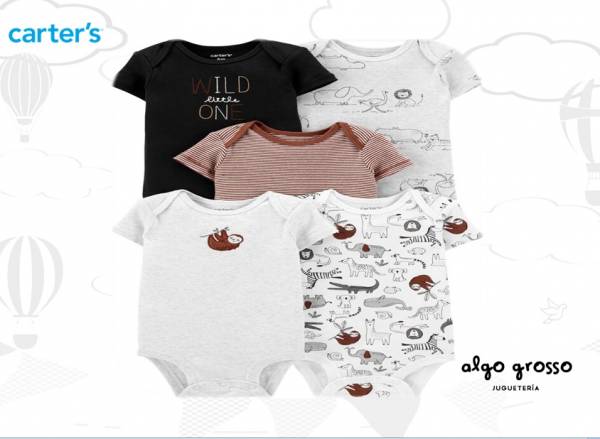 PACK TALLE 12M - 5 BODYS MANGA CORTA ANIMALES art.1H356410