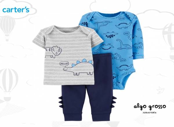 SET 3 PIEZAS TALLE 9M - BODY REMERA Y PANTALÓN DINOSAURIO art.1H364510