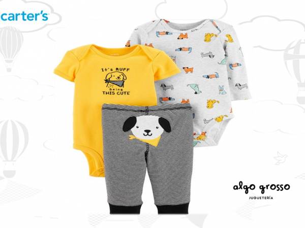 SET 3 PIEZAS TALLE 18M - BODYS Y PANTALÓN PERRITO art.1H464710