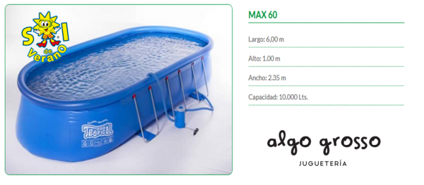PILETA MAX60 OVA INFLABLE Y CAÑOS + BOMBA FILTRANTE + BARREFONDO