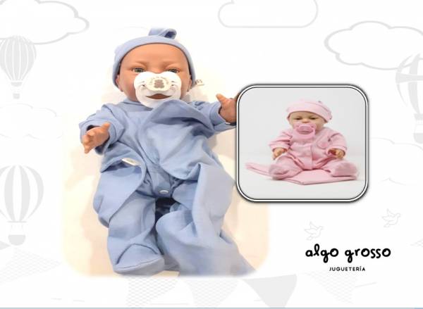 BEBE CAMILA/AGUSTIN ESTAMPA CON MANTA+CHUPETE CASITA DE MUÑECAS art.104C