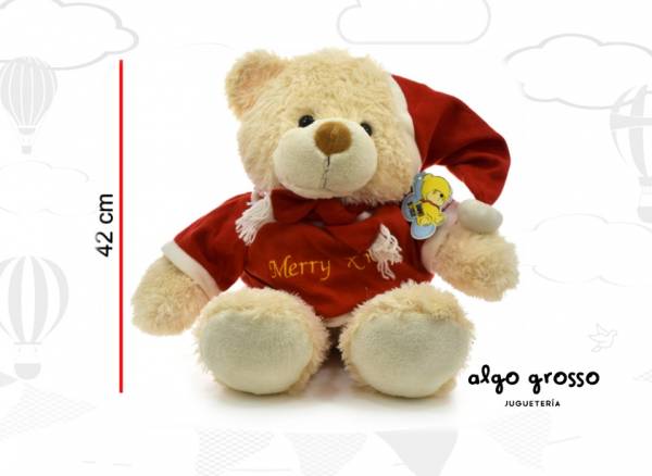 OSO NAVIDEÑO 42CM CON GORRO Y CAMISETA art.C7745