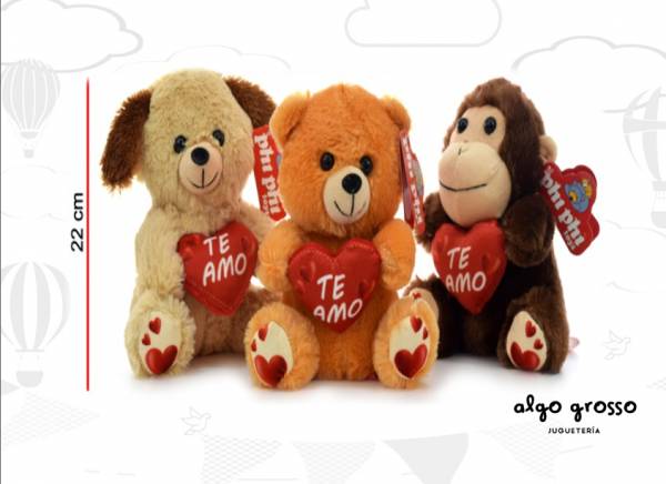 ANIMAL DE PELUCHE CON CORAZON 20CM art.7948