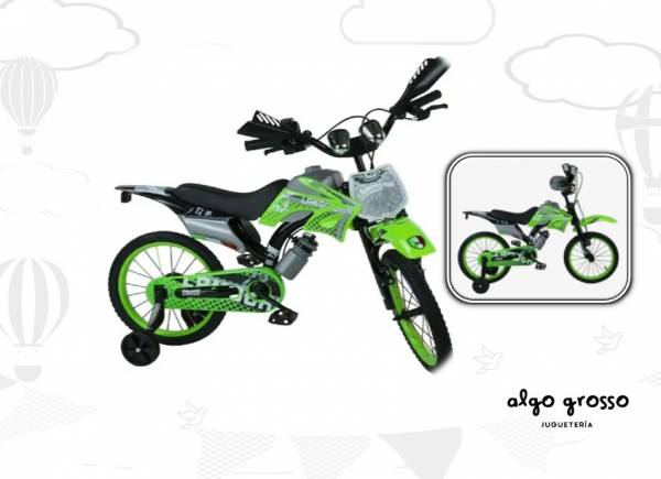 BICICLETA ROD 16 MOTO CROSS CON RUEDITAS art.217111