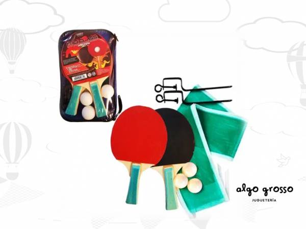 SET 2 PALETA DE PING PONG EN CARTUCHERA + RED Y 3 PELOTAS art.FD7750