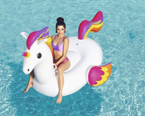 COLCHONETA UNICORNIO GRANDE INFLABLE MANIJA Y POSA VASO BESTWAY art.41113 - Imagen 2