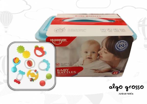 VALIJA BABY RATTLES HUANGER CON 8 SONAJEROS Y MORDILLOS art.NL3563-8099