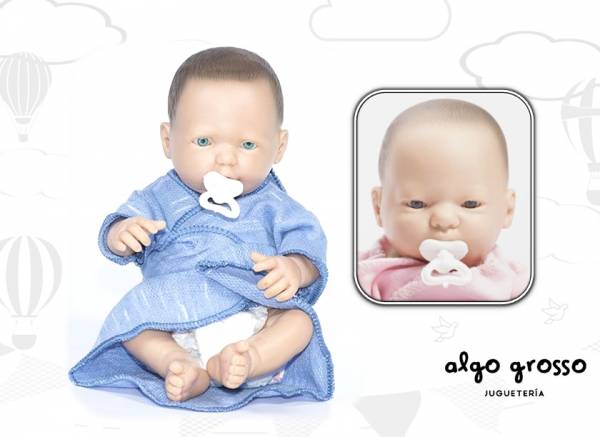 BEBE MINIS CON PAÑAL,CHUPETE Y MANTA 24CM art.105A