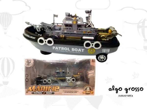 BARCO MARINE A PILA CON LUZ, SONIDO Y LANZA AGUA art.1619B/6311