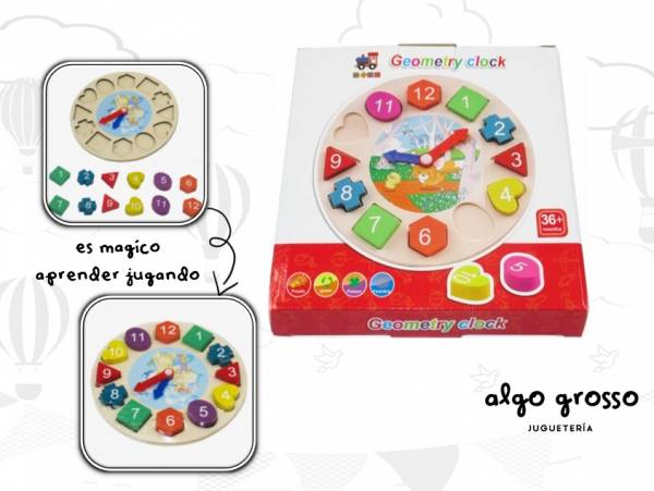 RELOJ GEOMECRICO DE MADERA art.58280