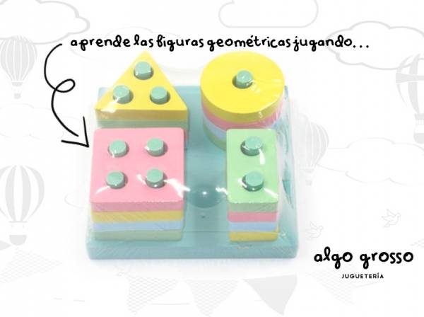 ENCASTRE DE FIGURAS GEOMETRICAS DE MADERA 16 PIEZAS art.58410