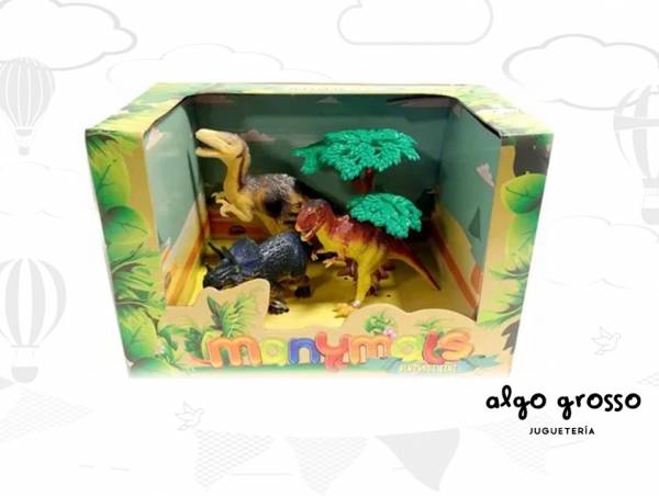 DINOSAURIOS MANYMALS CAJA x3 +ESCENARIO art.W2602/4