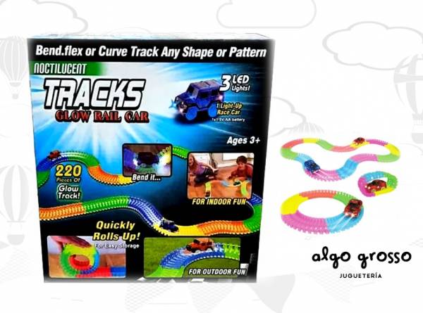 PISTA MAGIC TRACKS GLOW RAIL CAR 220 PIEZAS art.Z11/6077