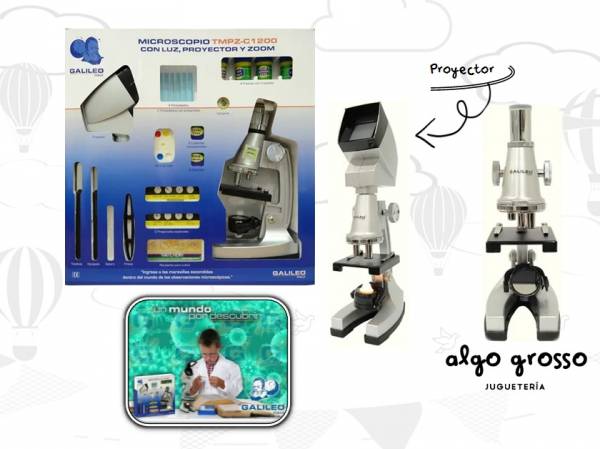 MICROSCOPIO CON LUZ PROYECTOR Y ZOOM + ACCESORIOS DE CIENCIA art.TMPZ-C1200