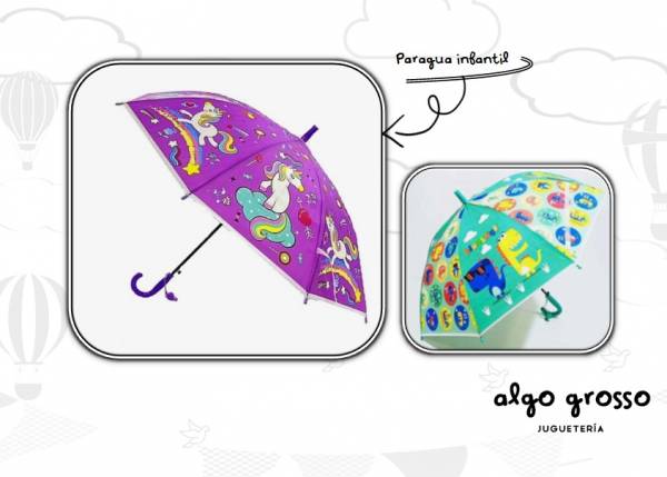 PARAGUAS INFANTIL MODELO SURTIDO CON SILBATO art.4931