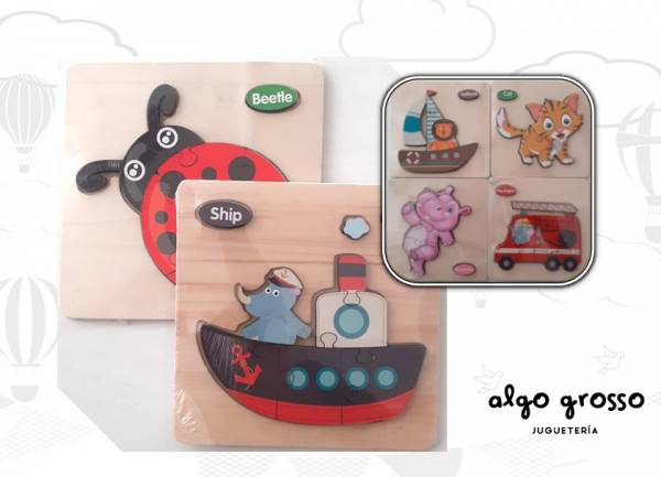 PUZZLE ENCASTRABLE 3D MADERA SURTIDOS art58060