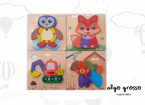 PUZZLE DE MADERA 3D ENCASTRABLE SURTIDOS art.58020