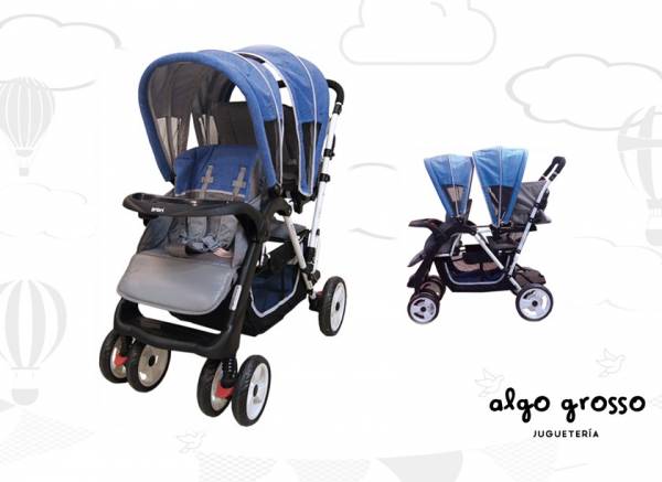 COCHE MELLIZOS REVERSIBLE 6 RUEDAS art.ST7234