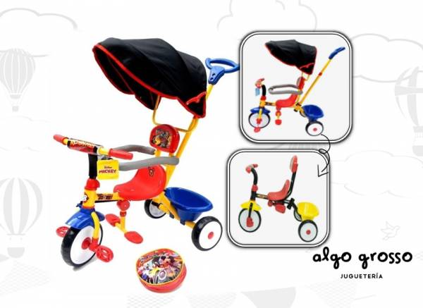 TRICICLO MICKEY CON CAPOTA DIRECCION Y MOCHILA art.XG-8803/1397