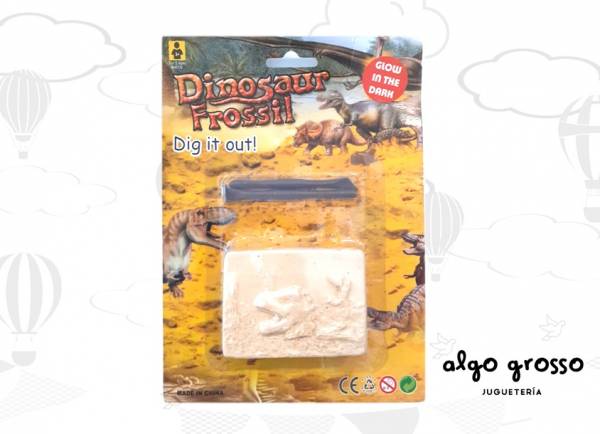 DINOSAURIO LADRILLO FOSIL GLOW + HERRAMIENTAS art.48468