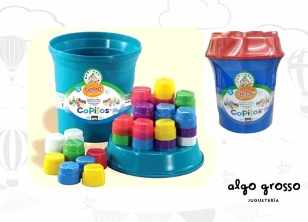 BLOQUES COPITOS BEBE CELESTE REDONDO EN BALDE 28 PIEZAS art.12525
