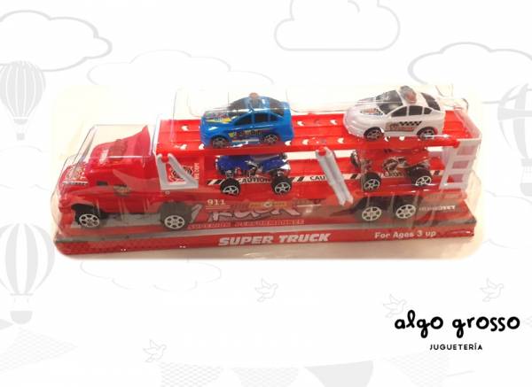 CAMION A FRICCION LUZ Y SONIDO +4 VEHICULOS art.163257