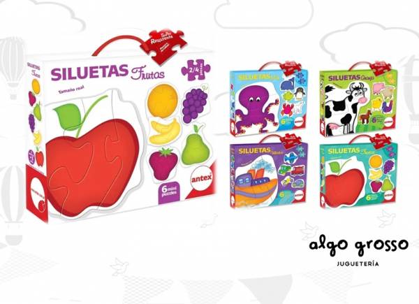 PUZZLE 6 MINIS SILUETAS DE 2/4 PIEZAS SURTIDOS art.3023