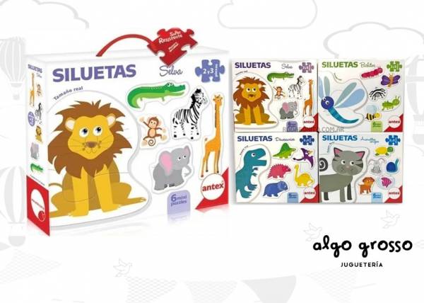 PUZZLE 6 MINI SILUETAS DE 2/3 PIEZAS SURTIDOS art.3028
