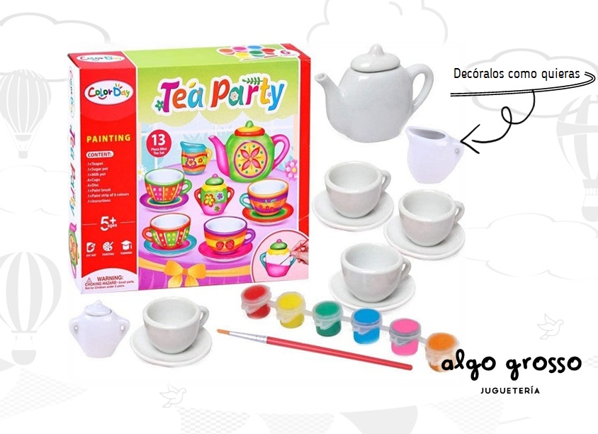 TEA PARTY SET DE TE PORCELANA PARA PINTAR art.163385 - Algo Grosso -  Juguetería