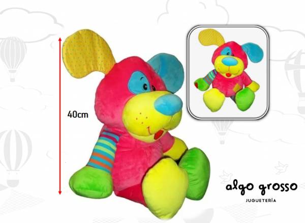 PERRO MULTICOLOR CON PARCHE 40CM art.2421